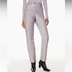 NWT Wilfred Aritzia Melina High Rise Straight Leg Faux Grey Leather Pants Size 4